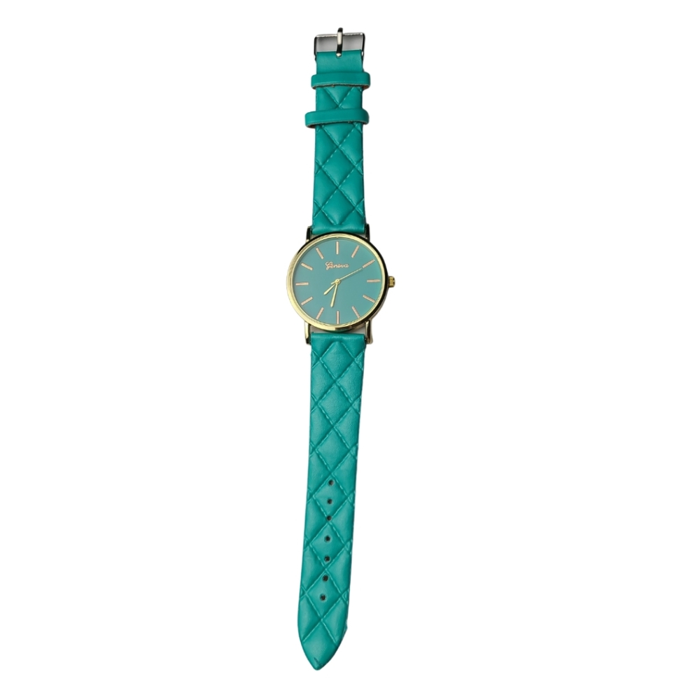 Green Quilt Pattern Geneva Watch